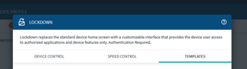 Device control and speed control tabs within the Lockdown profile configuration.