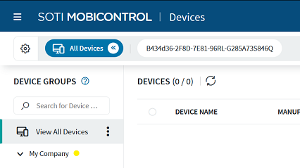 A keyword search using a device ID as a search term