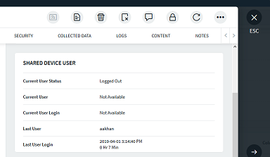 Shared Device section in the Device Information panel