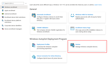 Endpoint Autopilot deployment selections.