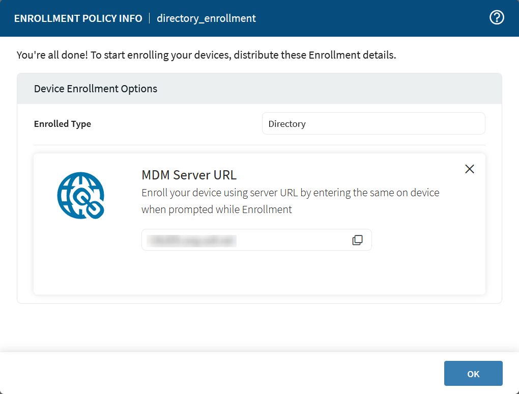 MDM server URL