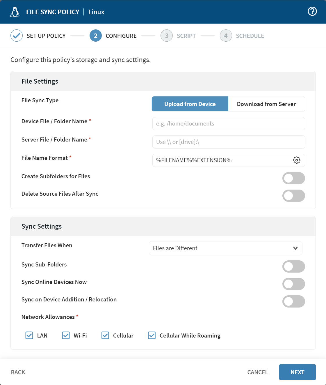 Linux Configure form