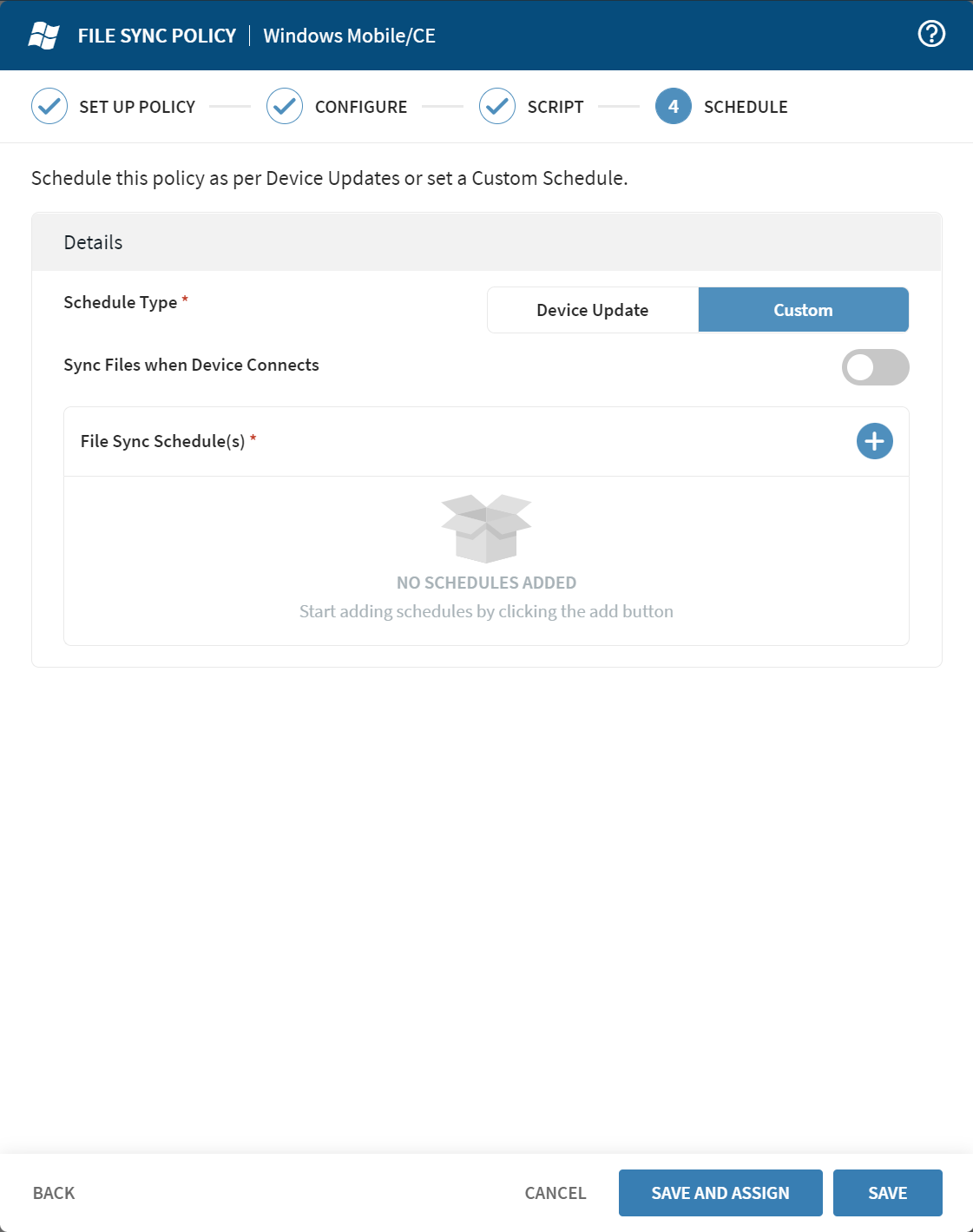 Windows Mobile/CE Schedule form