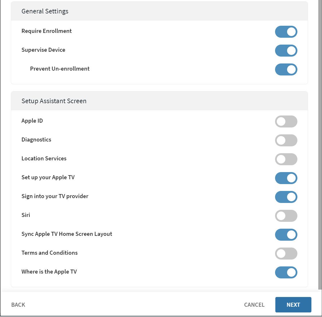Enrollment policy Auto Enroll settings