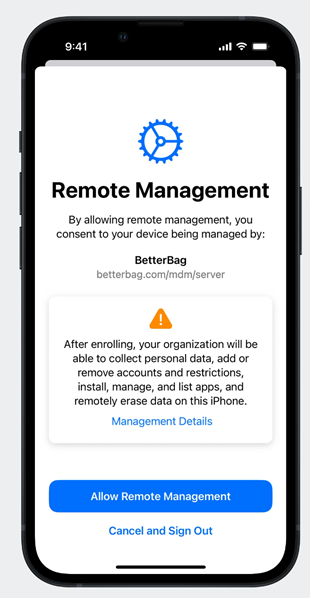 The Remote Management screen.