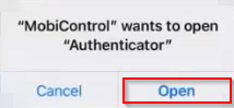 Opening the Microsoft Authenticator application.
