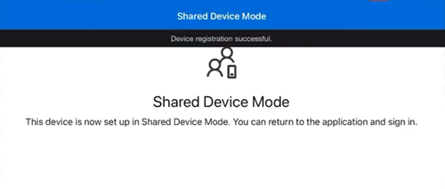 The device registration confirmation in the Microsoft Authenticator application.