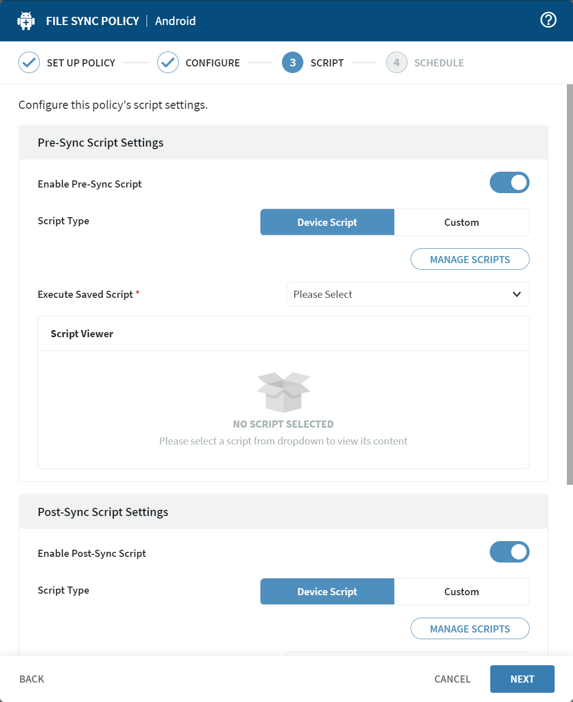 Android Script form