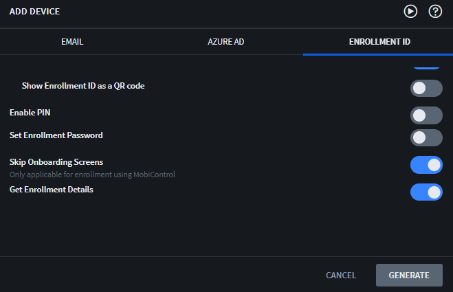 Add Device dialog box with the correct Advanced Settings selected for usage in Lockdown.