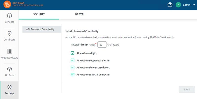Request History page: Security tab