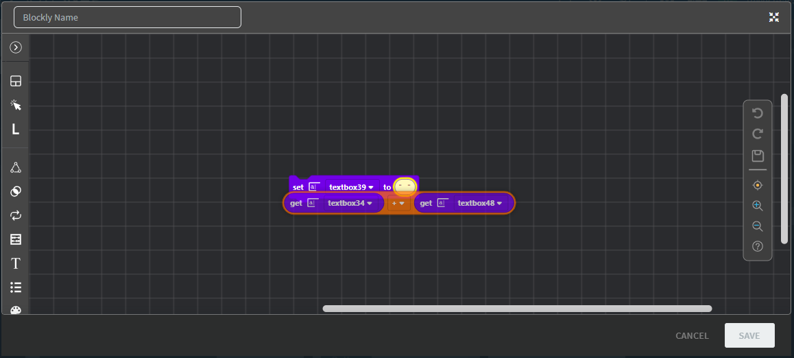 Pulling the Add block into the Set block.