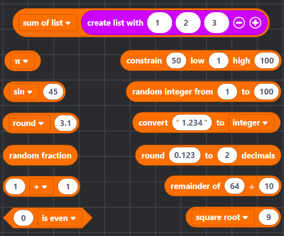 Sample Math blocks