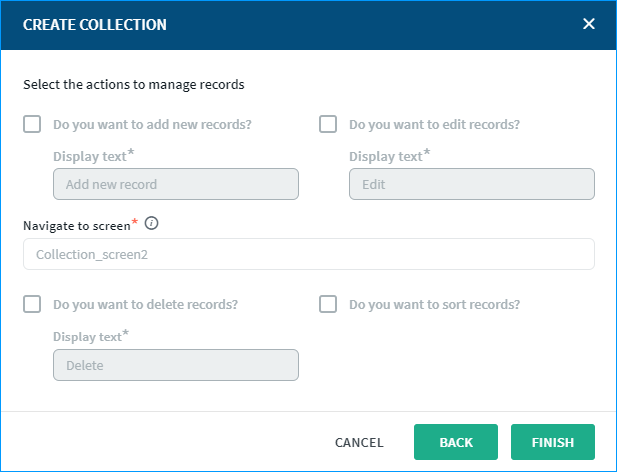 Create Collection dialog