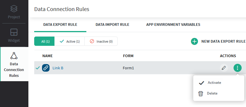 Activate option for data connections