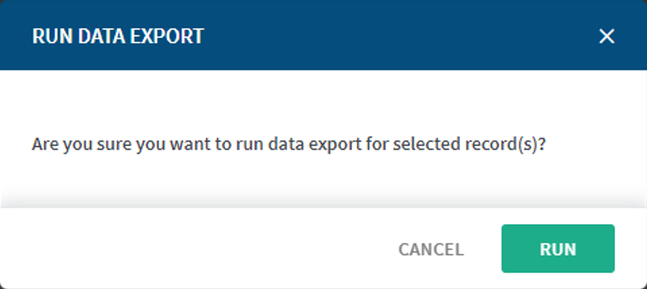 Confirmation pop-up for data export