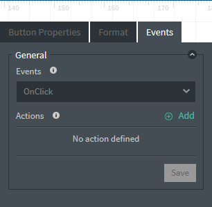 Events tab in Widget configuration panel