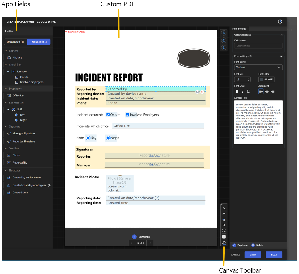 Image of the PDF Mapper and its elements