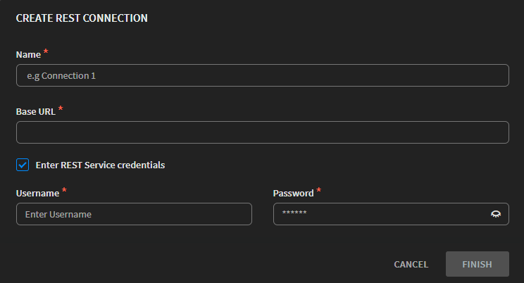 Create REST Connection required information