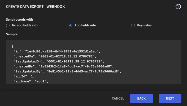 WebHook app records