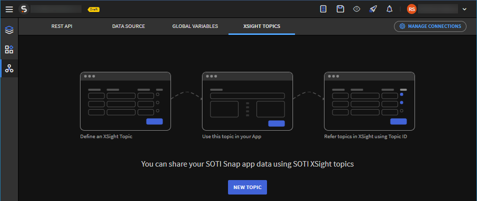 XSight Topics tab in Data Connection Rules