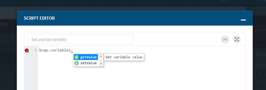 Snap JavaScript Editor - Variable