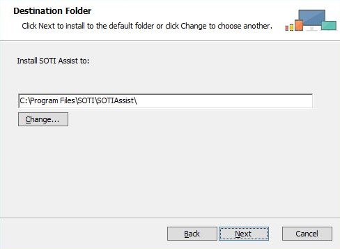 SOTI Assist installer installation folder screen