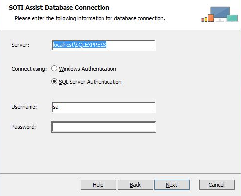 SOTI Assist installer database screen