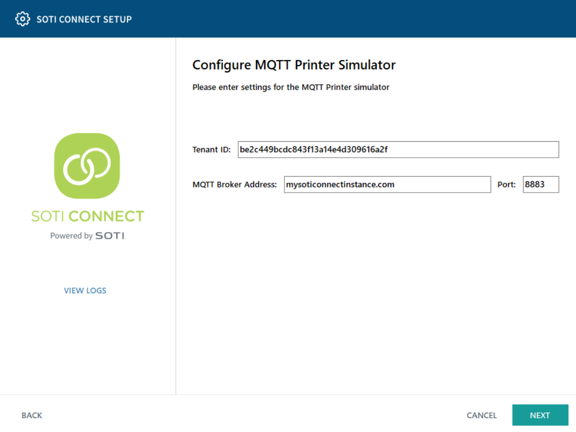 Configure MQTT Printer Simulator