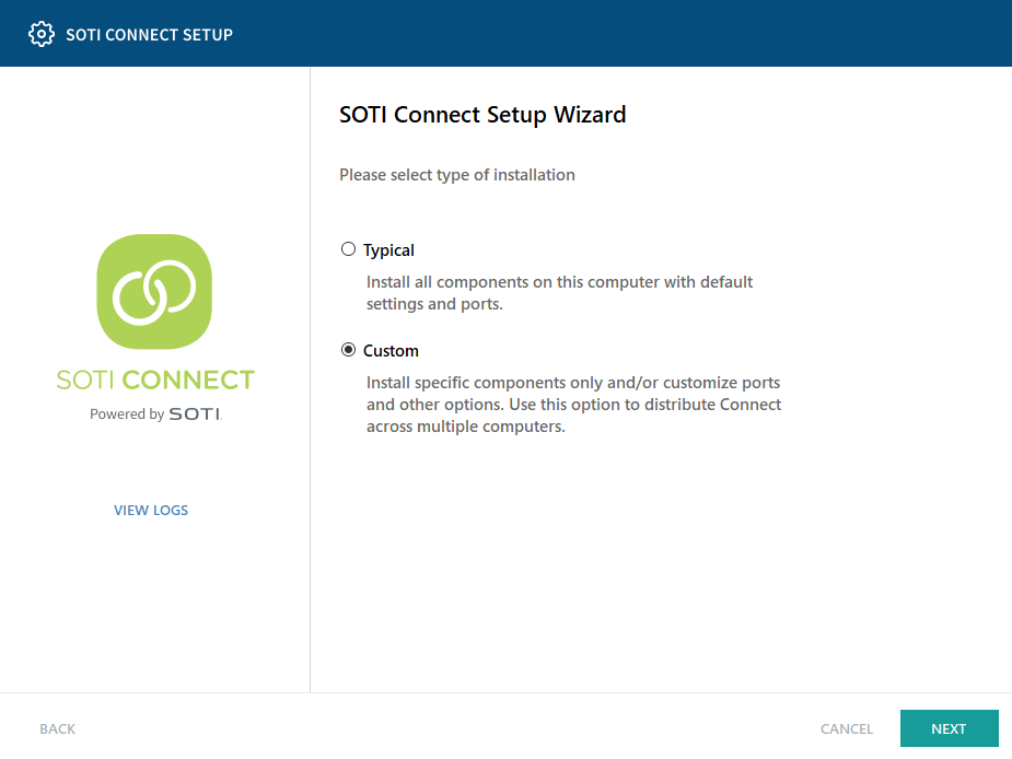SOTI Connect Setup Wizard - Custom