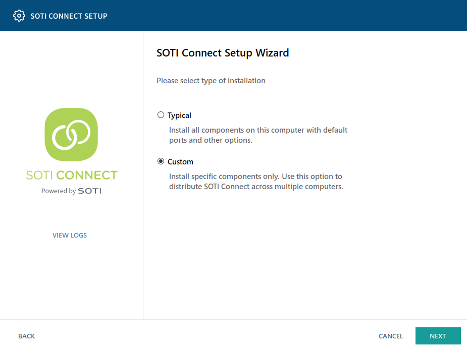 SOTI Connect Setup Wizard - Custom