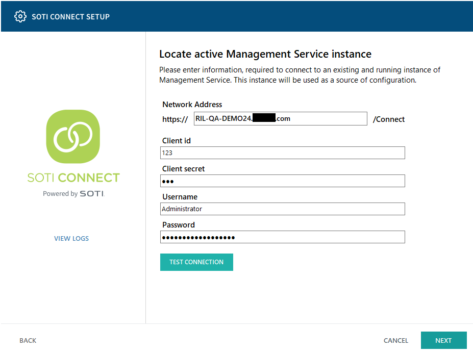 Locate active management service instance