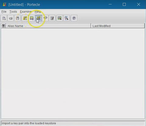 Clicking the Import Key Pair button in Portecle