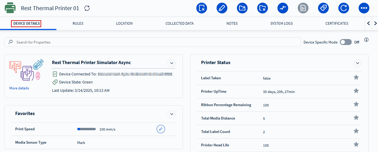 device details tab