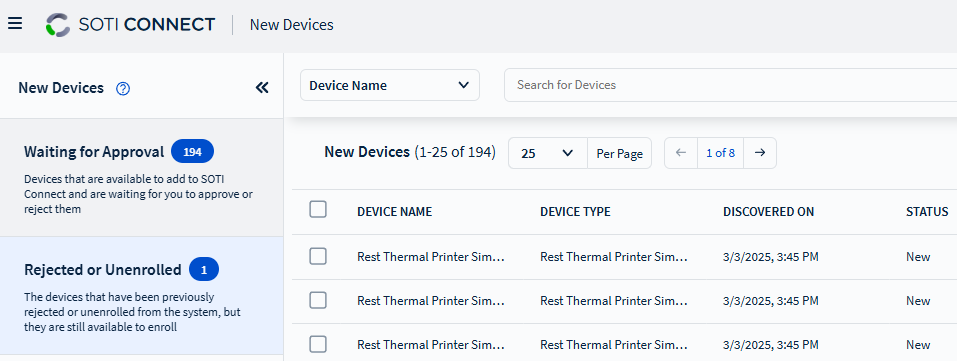 New Devices view