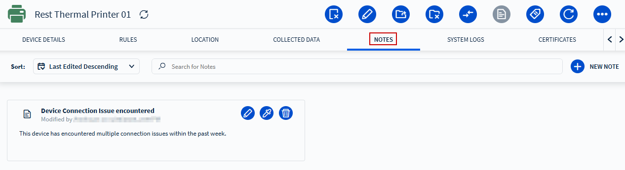 Notes tab