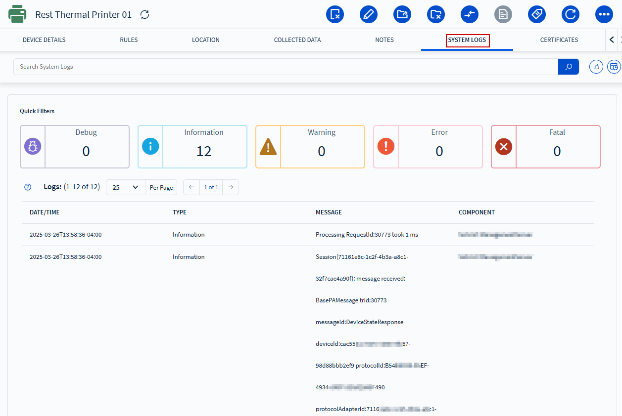 system logs