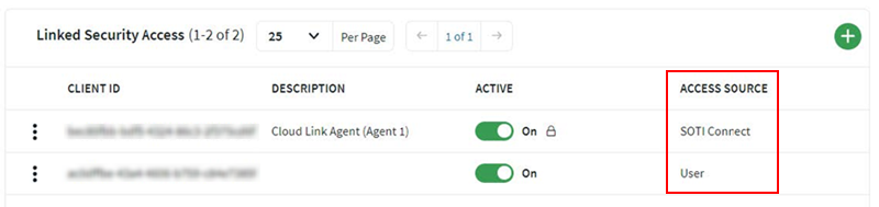Identifying SOTI Cloud Link Agent types in the Security Access table