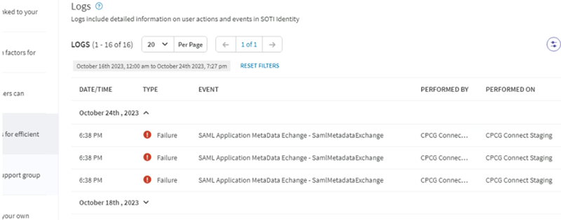 SOTI Identity errors
