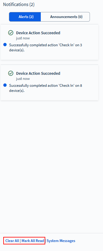 clear notifications options