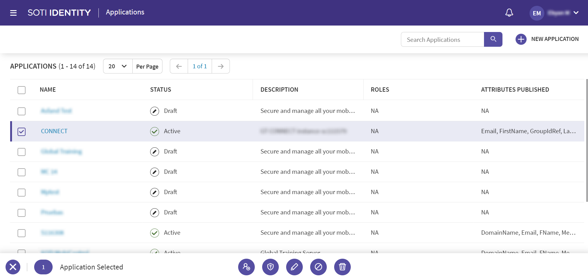 Applications view