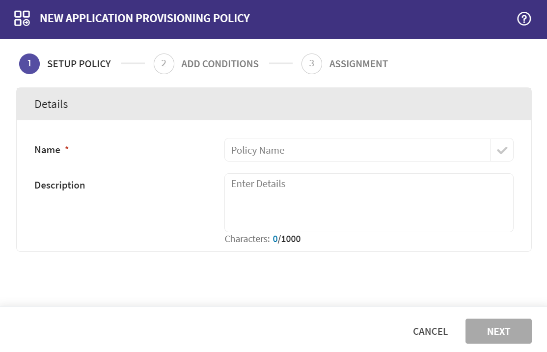 Setup Policy tab