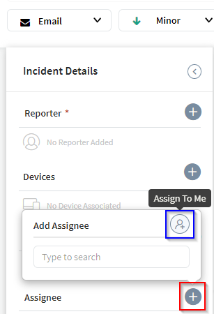 Add Assignee to Incident dialog box