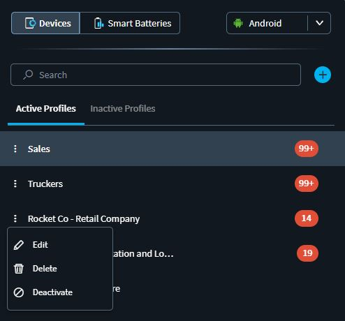 Edit Analysis Profile menu