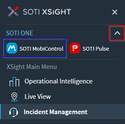 Opening the SOTI MobiControl console from XSight