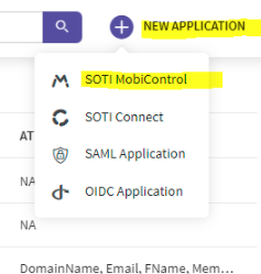 New application for SOTI Identity console