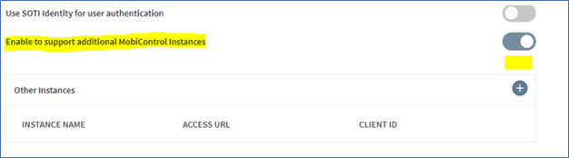 Enable support for additional MobiControl instances