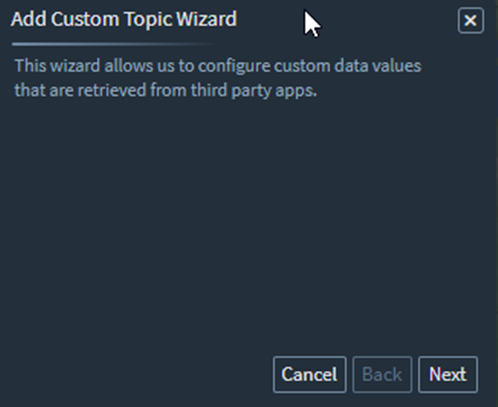 Add Custom Topic Wizard start screen