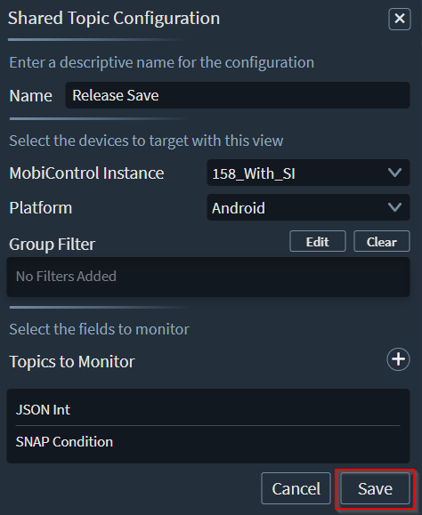 Edit the shared topic configuration