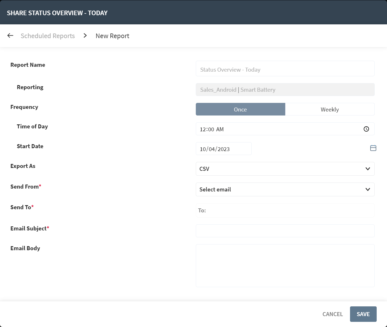 Scheduling details window