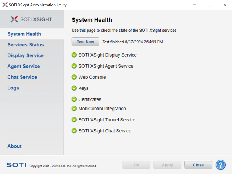 Admin utility System Health